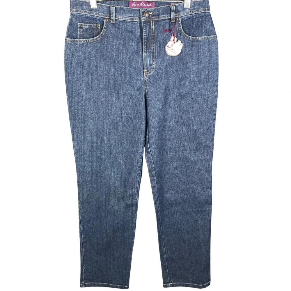 Gloria Vanderbilt Amanda Jeans Womens 14 Blue Stretch Classic Fit Tapered Leg